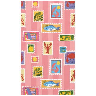 lobster sardine lemon seafood stamp collage stripe tablecloth