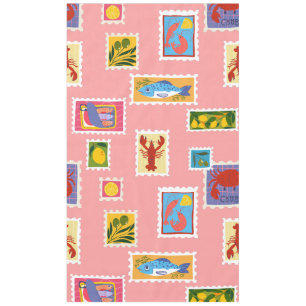 lobster sardine lemon seafood stamps collage tablecloth