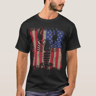 Lobster Seafood Cooking Chef USA American Flag Vi T-Shirt