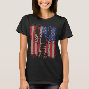 Lobster Seafood Cooking Chef USA American Flag Vi T-Shirt