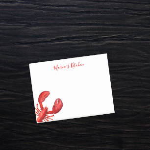 Lobster seafood shellfish red white name post-it notes