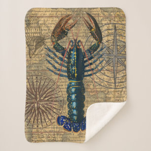 Lobster Shellfish Seafood Maine Classic Ocean Sherpa Blanket