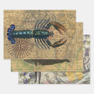 Lobster Shellfish Seafood Maine Classic Ocean Wrapping Paper Sheet