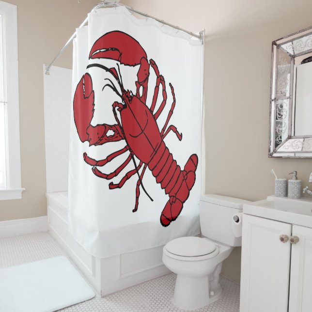Lobster shower curtain (In Situ)