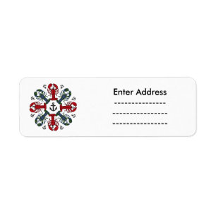 Lobster Snowflake Anchor N.S. Christmas label