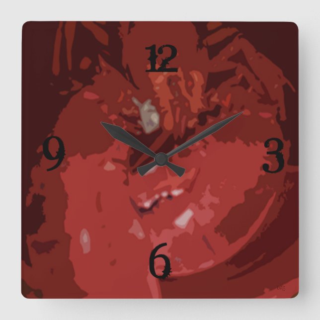 Lobster Square Wall Clock (Front)