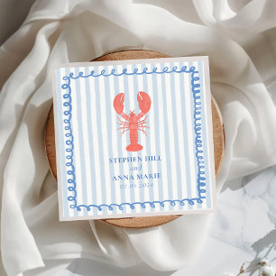Lobster Stripe Nautical Wedding Napkin
