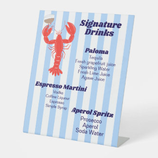Lobster Theme Cocktail Pedestal Sign