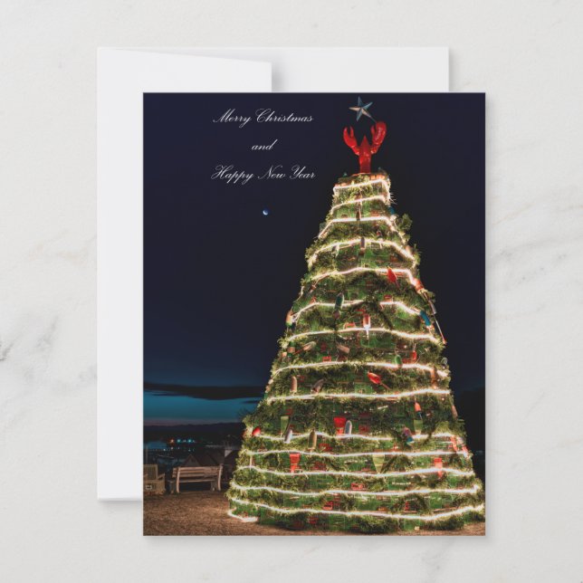 Lobster Trap Christmas Tree Flat Holiday Card (Front)
