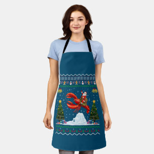 Lobster Ugly Xmas Gift Santa Riding Lobster Christ Apron