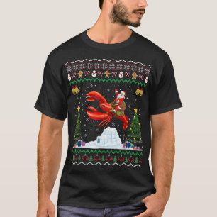 Lobster Ugly Xmas Gift Santa Riding Lobster Christ T-Shirt