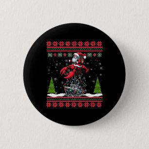Lobster Ugly Xmas Gifts Santa Riding Lobster Chris 6 Cm Round Badge