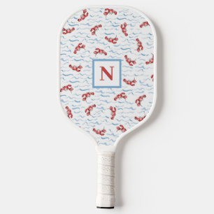 Lobster Wave Pattern Monogram Pickleball Paddle
