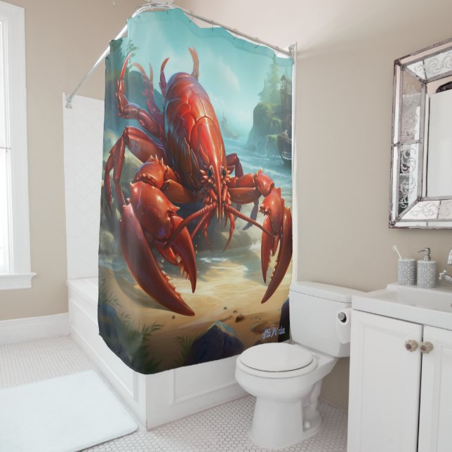 lobster with boat Shower Curtain (In Situ)