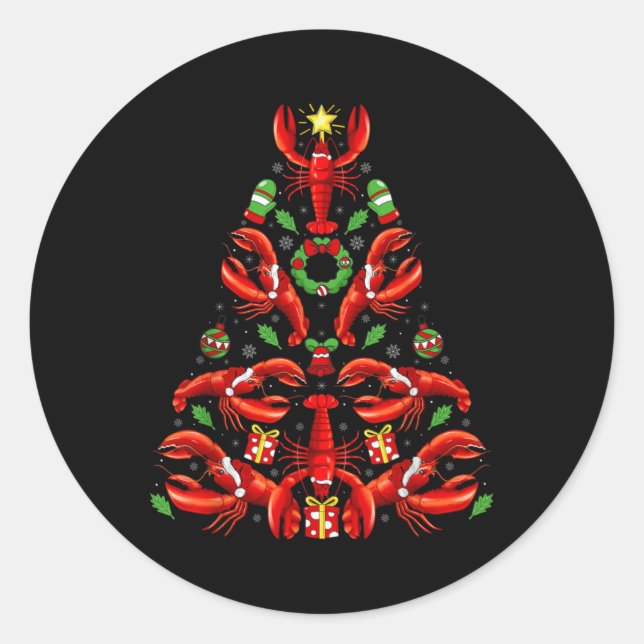 Lobster Xmas Decoration Santa Hat Lobster Christma Classic Round Sticker (Front)