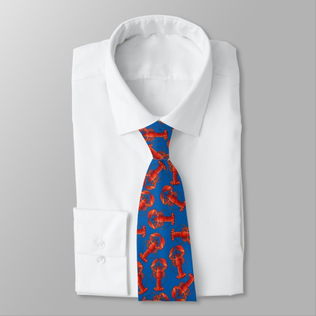 Lobsters on Blue Necktie (Tied)