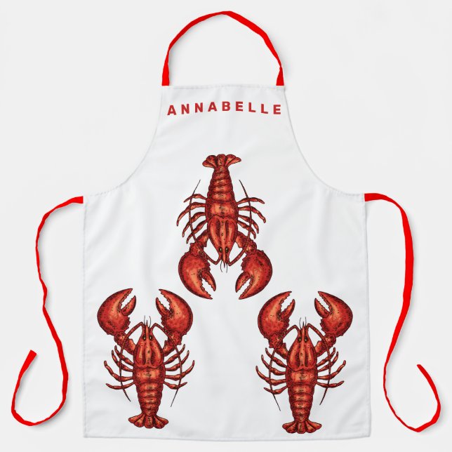 Lobsters Personalise Large Apron (Front)