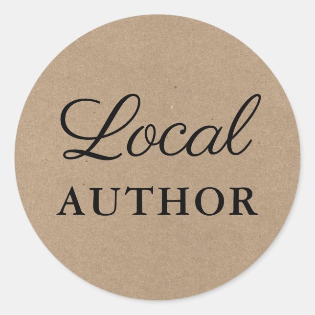 Local Author Writer Kraft Book Promo Classic Round Sticker (Front)
