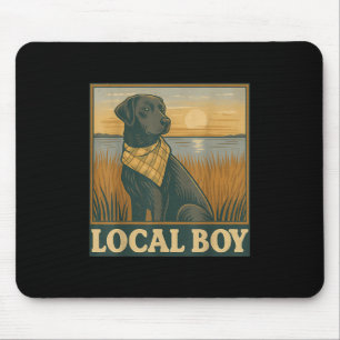 Local Boy Black Lab Hunting Dog Marsh Scene Sunset Mouse Pad