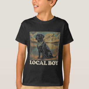 Local Boy Black Lab Hunting Dog Marsh Scene Sunset T-Shirt