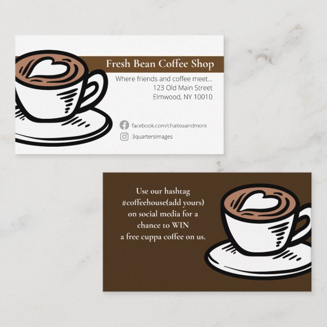 Local Coffee Shop Business Card (Front/Back)