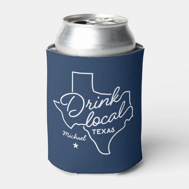 Local Dinking Texas Custom Name Can Cooler (Can Front)