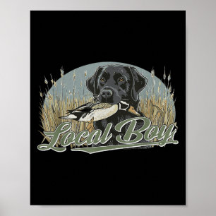 Local Duck Hunting Boy Black Lab Dog Outdoor Vinta Poster