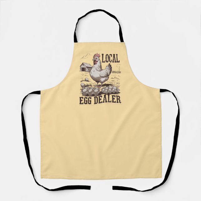 Local Egg Dealer Funny Retro Easter Farm Chicken Apron (Front)
