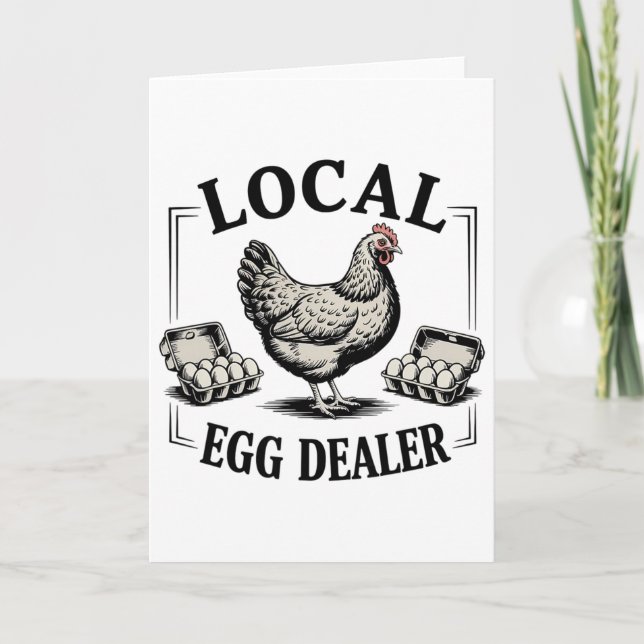 Local Egg Dealer Retro Chicken Funny Farmer Easter Card (Front)