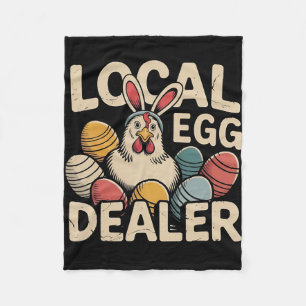 Local Egg Dealer Retro Chicken Funny Farmer Easter Fleece Blanket