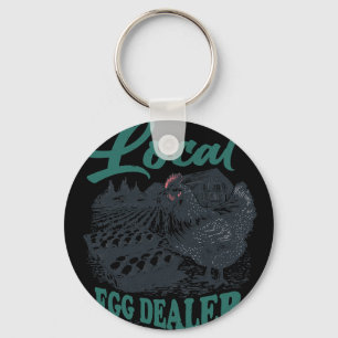 Local Egg Dealer Retro Chicken Funny Farmer Easter Key Ring