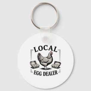 Local Egg Dealer Retro Chicken Funny Farmer Easter Key Ring