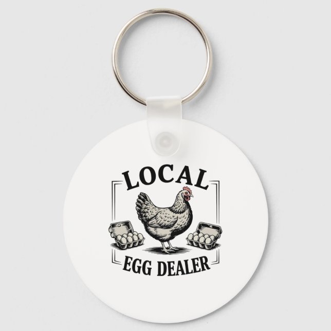Local Egg Dealer Retro Chicken Funny Farmer Easter Key Ring (Front)