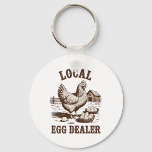 Local Egg Dealer Roster Easter Funny Chicken Farme Key Ring