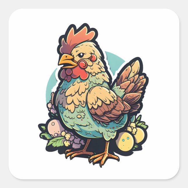 Local Egg Dealers Farmers Funny Chicken Lover Square Sticker (Front)