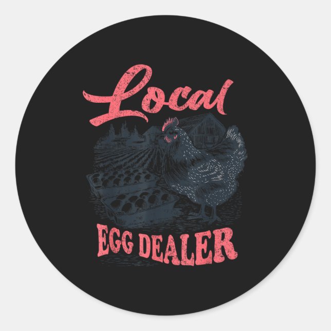 Local Egg Er Retro Chicken Funny Farmer Easter Adu Classic Round Sticker (Front)