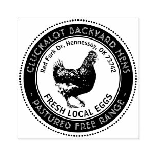 Local Eggs Vintage Hen Wide Border Chicken Farm  Rubber Stamp