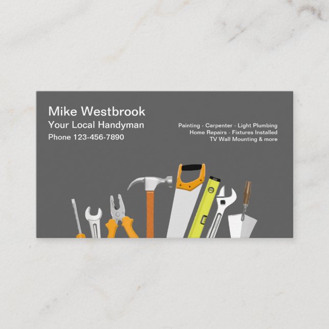 Local Handyman Simple Business Cards (Front)