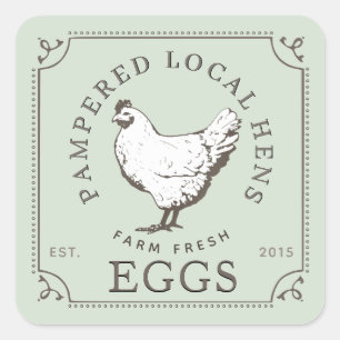 LOCAL HENS FARM FRESH EGGS Pale Green Carton Label
