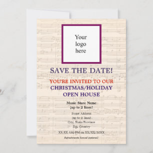 Local Music Store Logo Christmas III Open House Save The Date