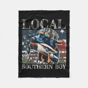 Local Southern Boy Duck Hunting Black Lab Outdoor Fleece Blanket