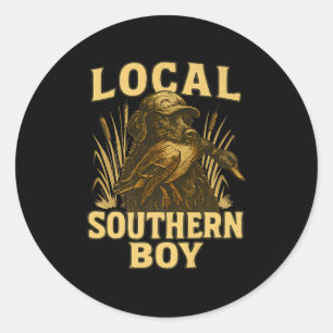 Local Southern Boy Duck Hunting Labrador Dog Rural Classic Round Sticker
