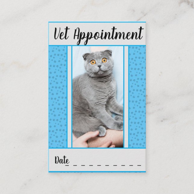 local Vet's Blue Appointment Card (Front)