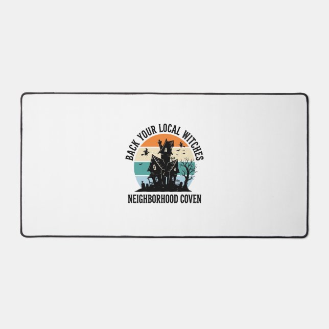 Local Witch Halloween Haunted House Retro Art Desk Mat (Front)