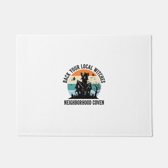 Local Witch Halloween Haunted House Retro Art Doormat (Front)