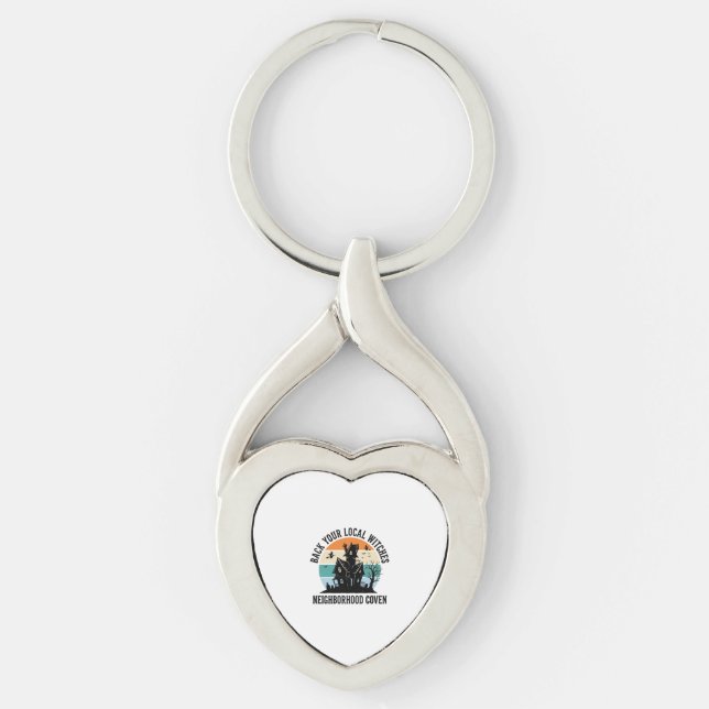 Local Witch Halloween Haunted House Retro Art Key Ring (Front)