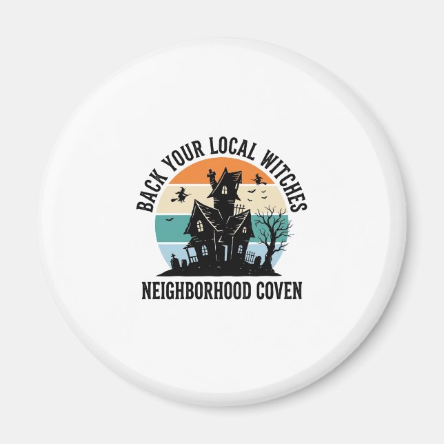 Local Witch Halloween Haunted House Retro Art Magnet (Front)
