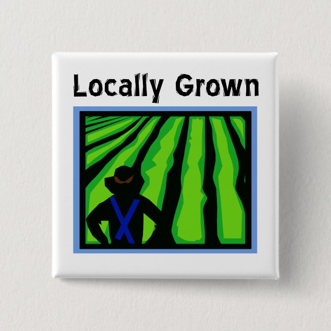 Locally Grown 15 Cm Square Badge (Front)