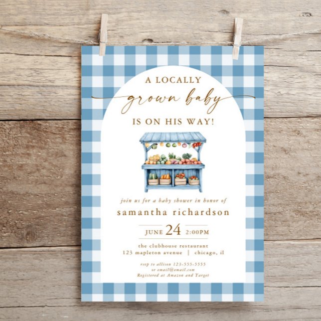 Locally grown baby boy on his way baby shower invitation (Creator Uploaded)