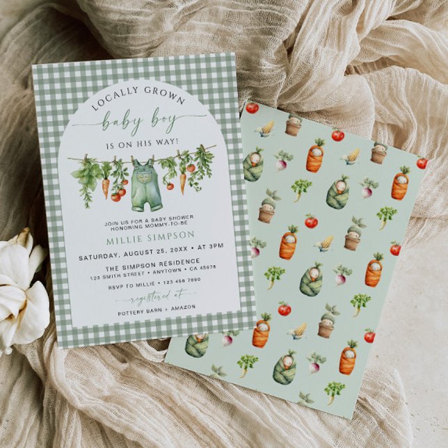 Locally Grown Baby Boy Shower Invitation Green (Creator Uploaded)